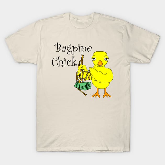 Bagpipe Chick Text T-Shirt by Barthol Graphics